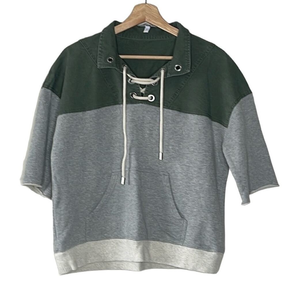 DEREK LAM 10‎ CROSBY  SHORT SLEEVE LACE -UP WOMEN'S PULLOVER  SIZE M